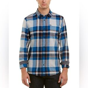 Men’s Scotch & Soda Blue And White Flannel Long Sleeve Shirt Size M MSRP: $148